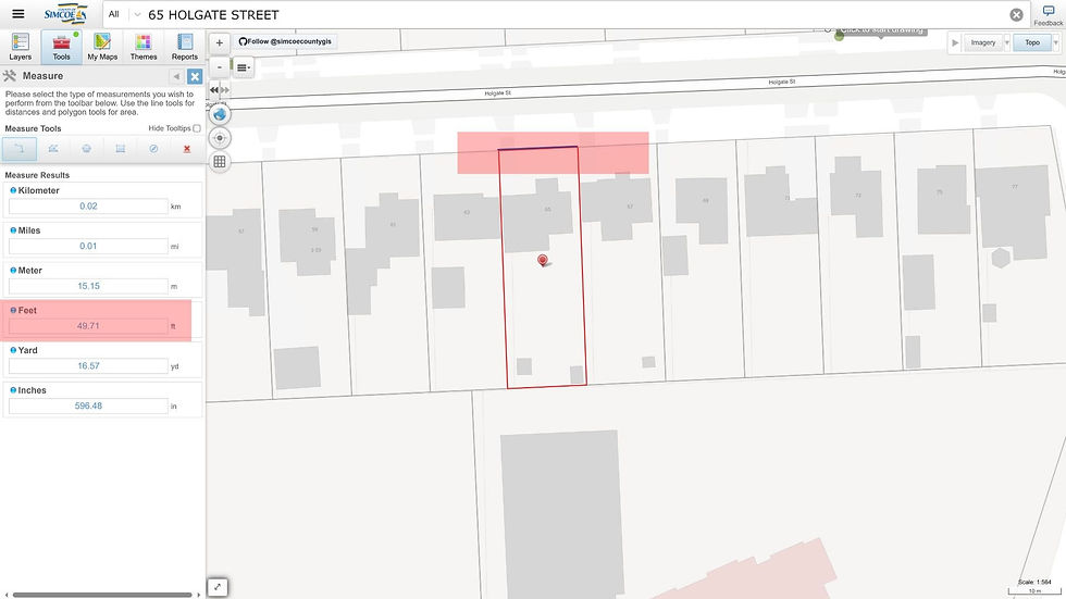 Image showing a front yard with a measurement of 49.71 feet.