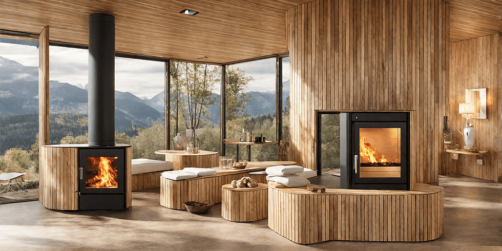 "Image of wood-burning sauna stoves, offering a rustic and vintage touch to your pool house sauna, creating an authentic and warm sauna experience."