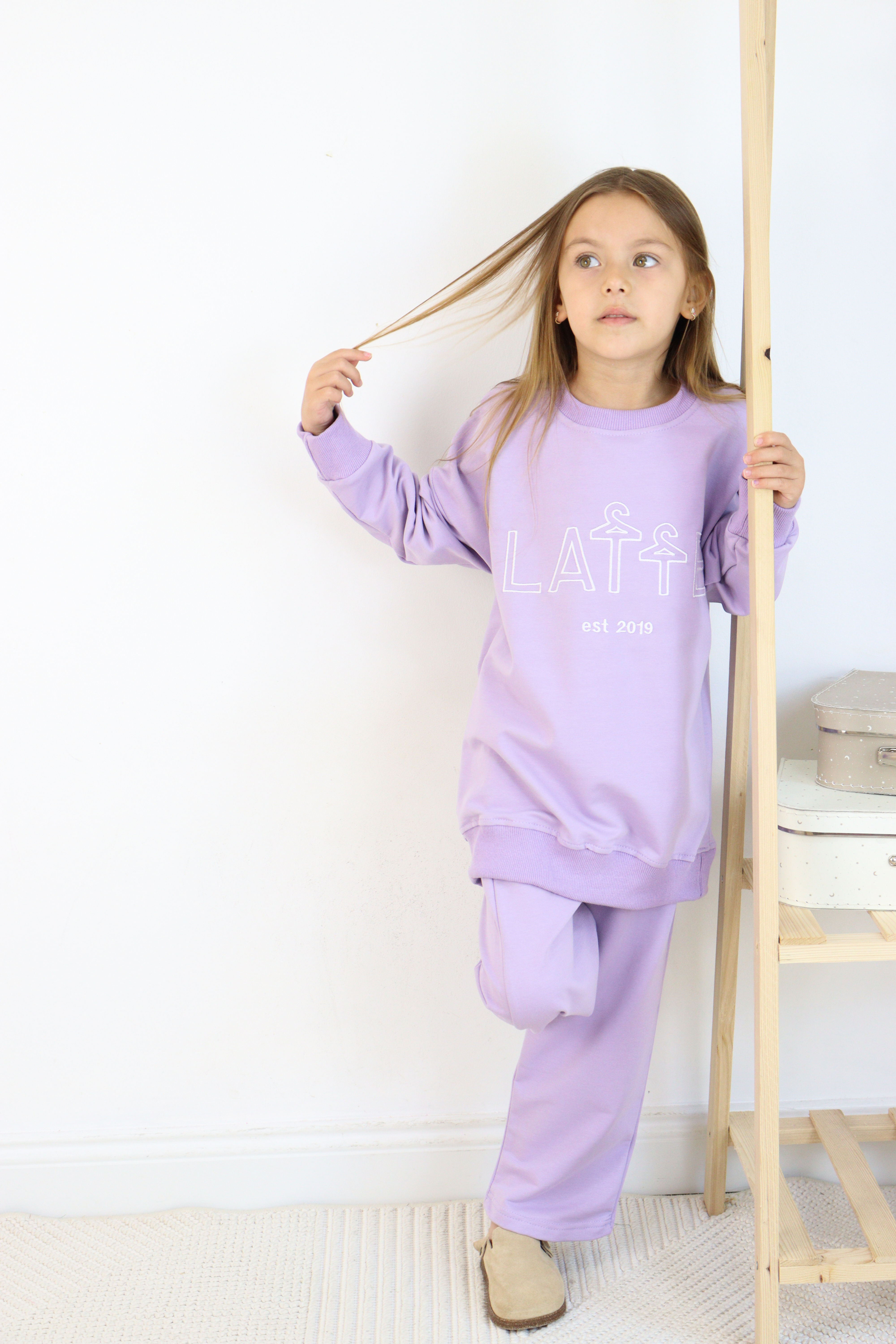 Nakış İşlemeli  Latte Kız Çocuk Eşofman Takımı