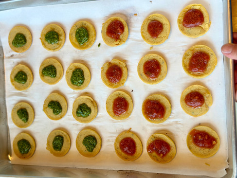 soccas with sauce 