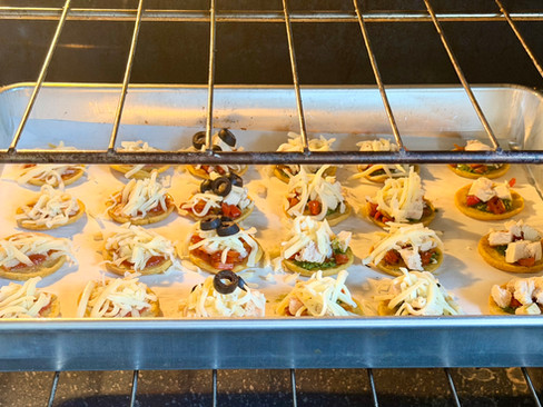 soccas with cheese in oven