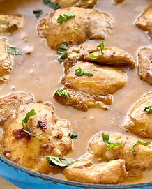 A close up shot of creamy coconut lime chicken