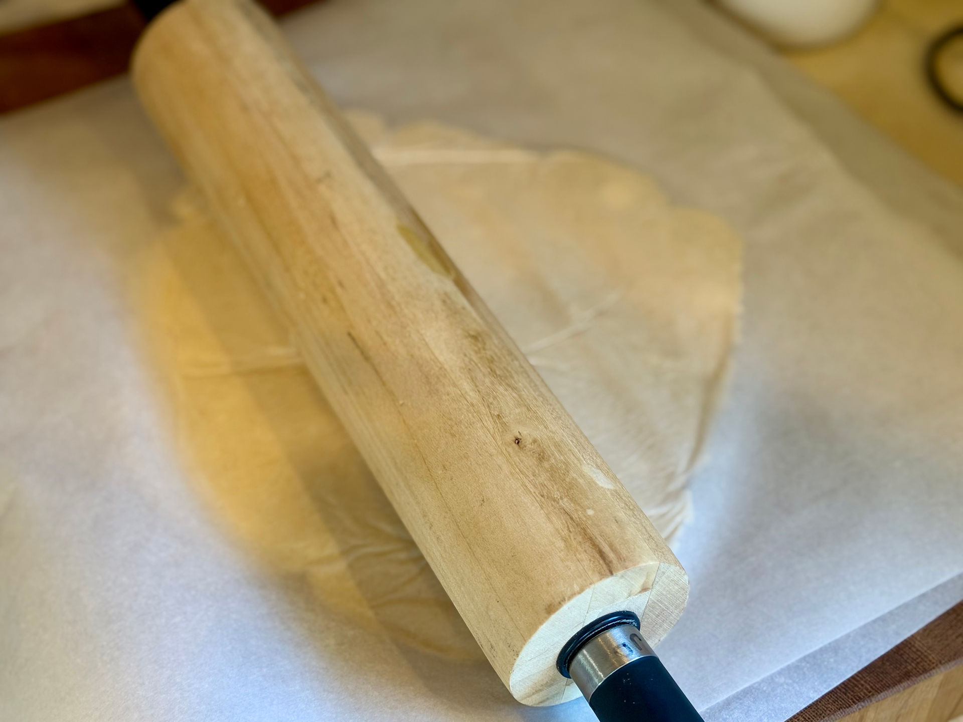 Rolling out the chicken pot pie crust