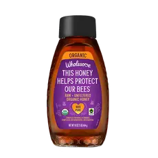 a bottle of Wholesome Organic Raw Unfiltered Honey