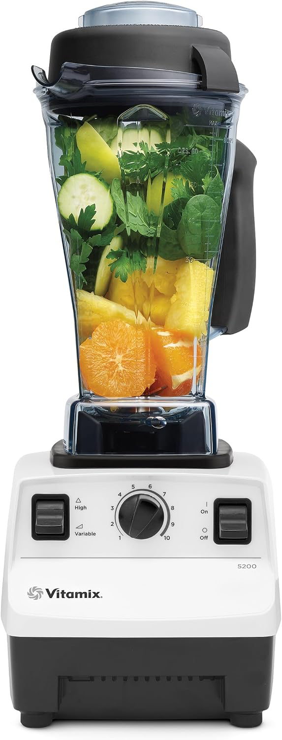 A Vitamix 5200 Blender for blending home made oat and chia flour for Gluten-Free No-Bake Vanilla Birthday Cake Protein Bars