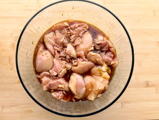the honey garlic marinade on the boneless chicken thighs