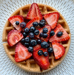 Gluten-Free Waffleswith Strawberrie and Blueberries