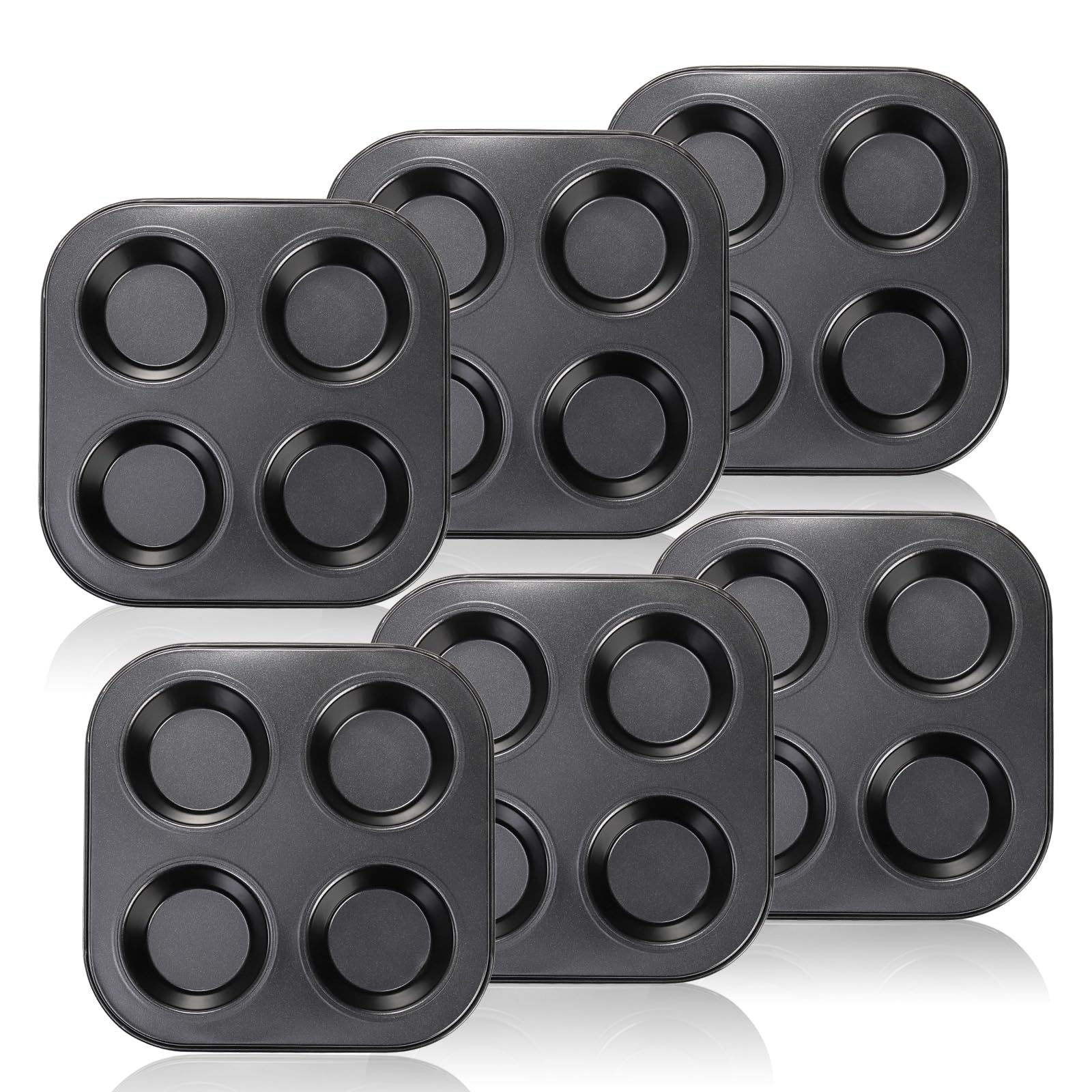 Acshio 6 Pack Muffin Pan 4 Cup Non-Stick Air Fryer Small Oven Cupcake Baking Pan