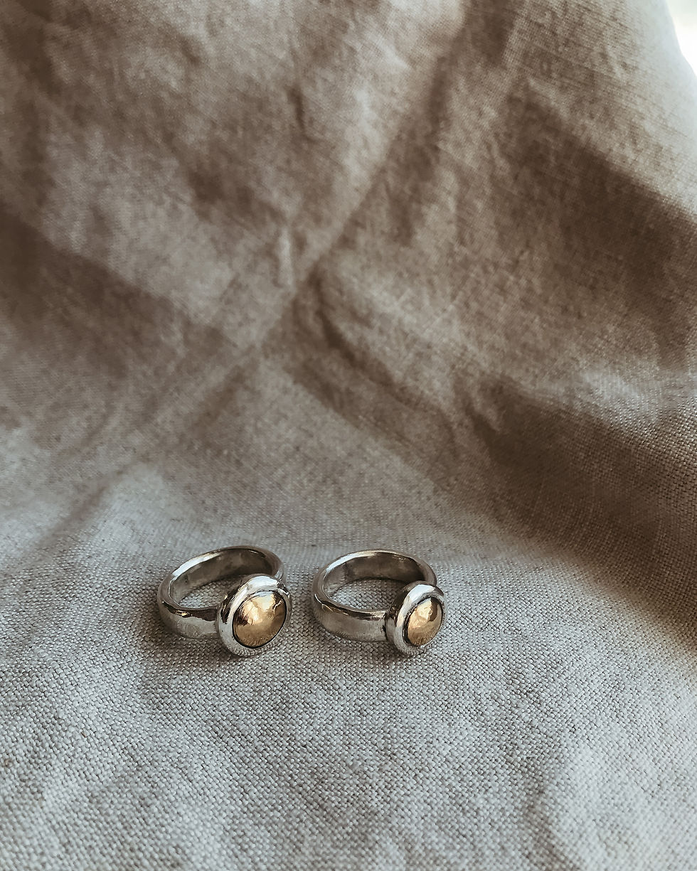 NZ made Gold and Silver Dome Ring