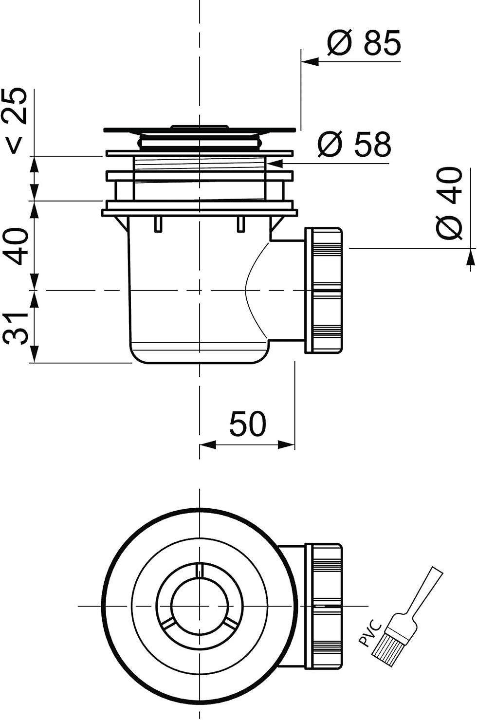 Thumbnail: Swirl Shower Plug Ø 60 mm, Grey - 3375537230518