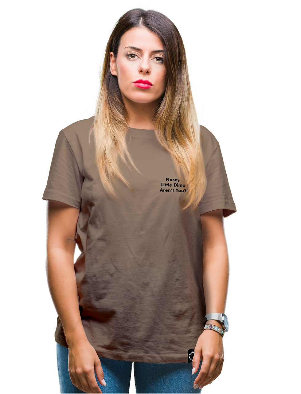Thumbnail: Womens Natural 'Nosey Little Dinlo' Tshirt