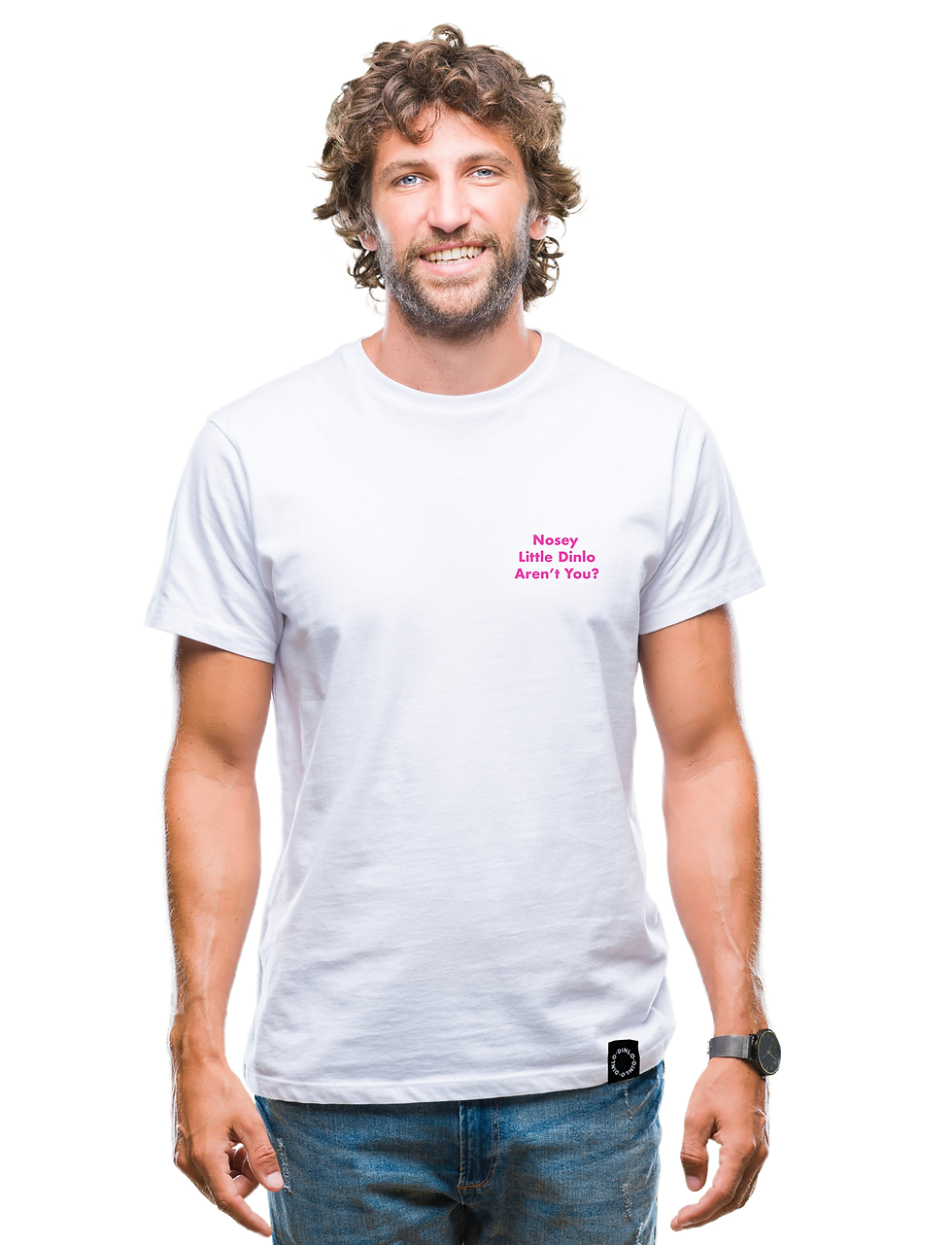 Thumbnail: Mens White 'Nosey Little Dinlo' Tshirt
