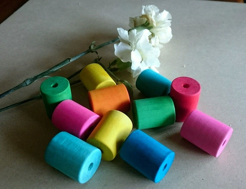 Thumbnail: Colour Wooden Cylinder Beads x 5
