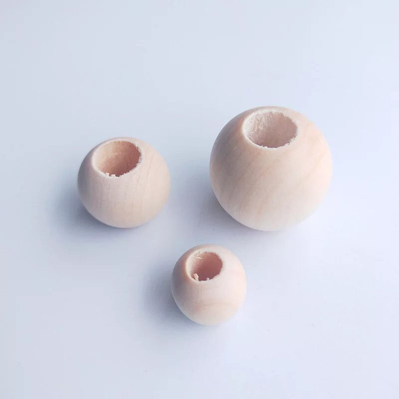 Thumbnail: Wooden Large Hole Beads x 10