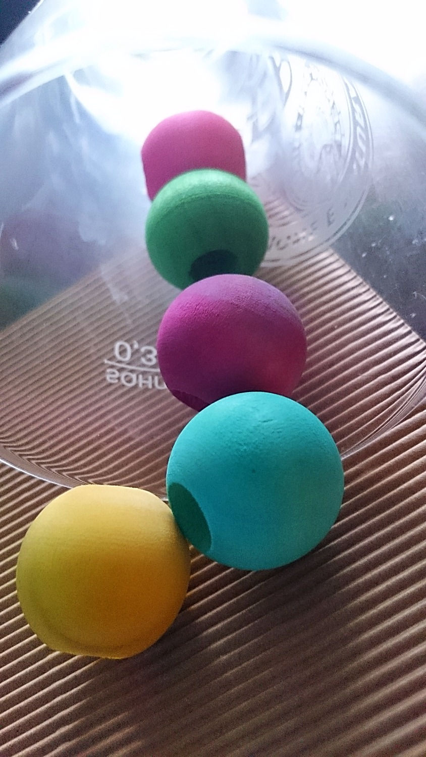 Thumbnail: Colour Wooden Large Hole Beads x 10
