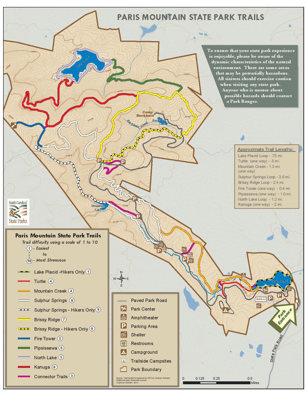 paris mountain state park map Paris Mountain Fire Tower Or Not Hike paris mountain state park map