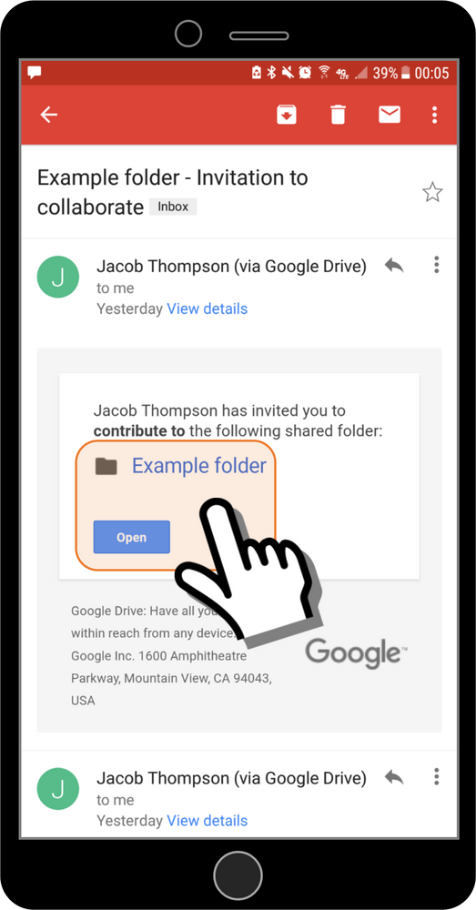 Download from Shared Google Drive folder with the Google Drive mobile app