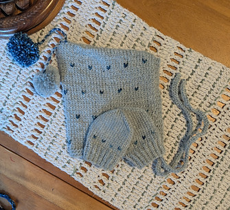 Nest Collection: knit baby bonnet and mittens