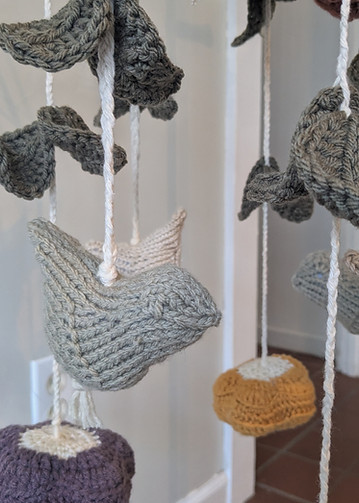 Nest Collection: bird and daisy crochet mobile