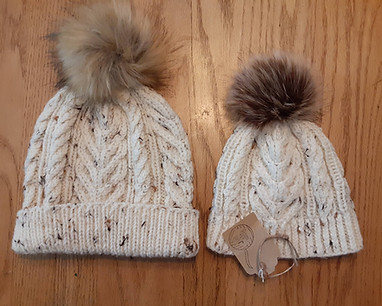 Nest Collection: Mommy and Me knit hat with fur pom poms