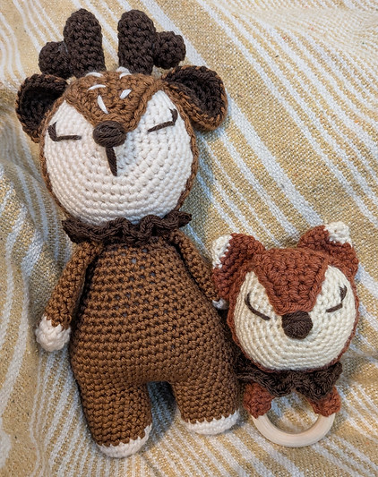 Nest Collection: Woodland Deer and Fox stuffie and rattle pattern