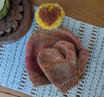 Nest Collection: knit kids hat with heart pom pom