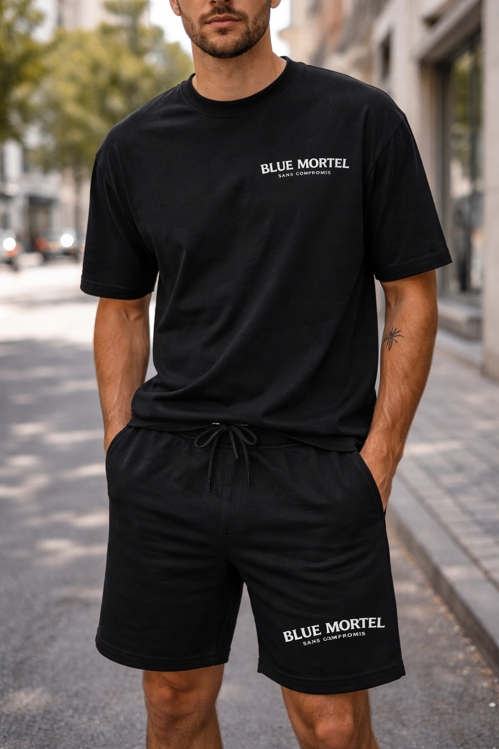 Oversized Duo Zwart (korte broek + T-shirt)