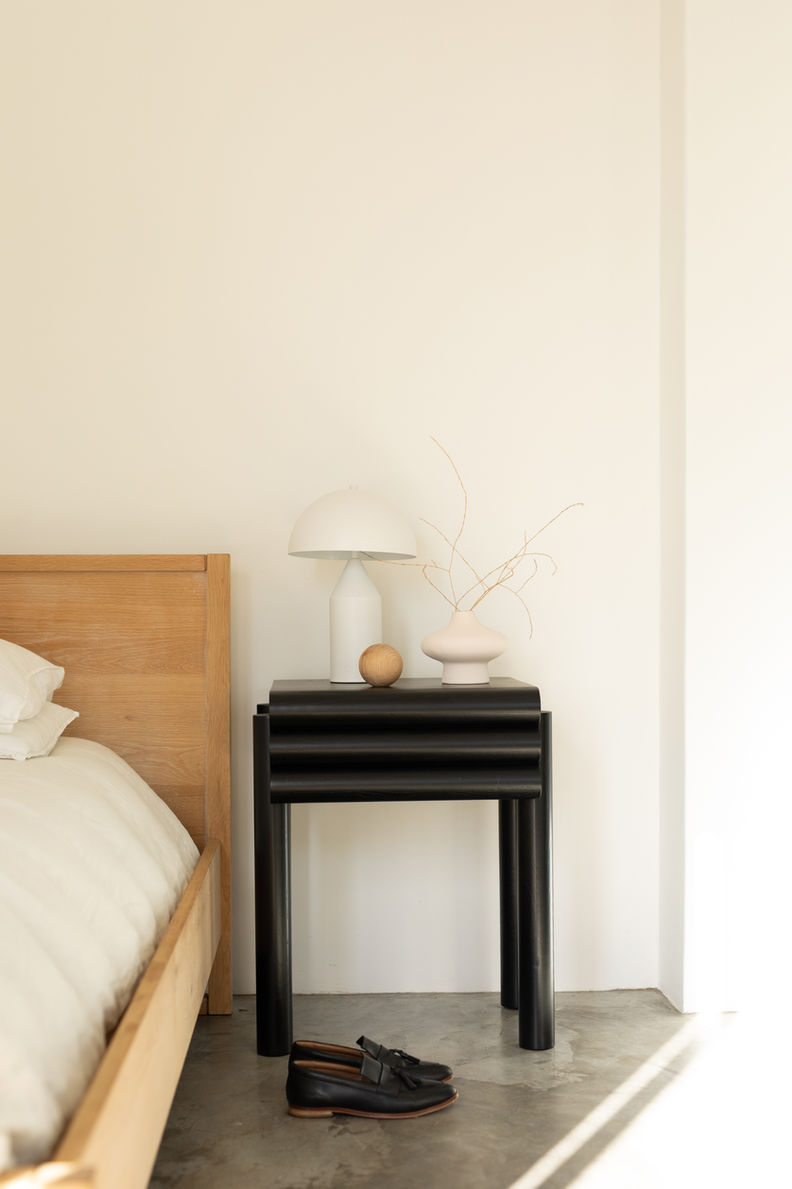 Deft Studios Pronk Bedside Table - solid oak black.