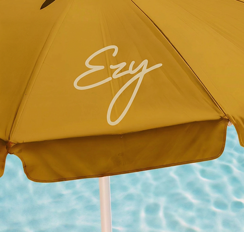 Nano Banana Pro - change the umbrella colour to mustard and add remove the text and add ez