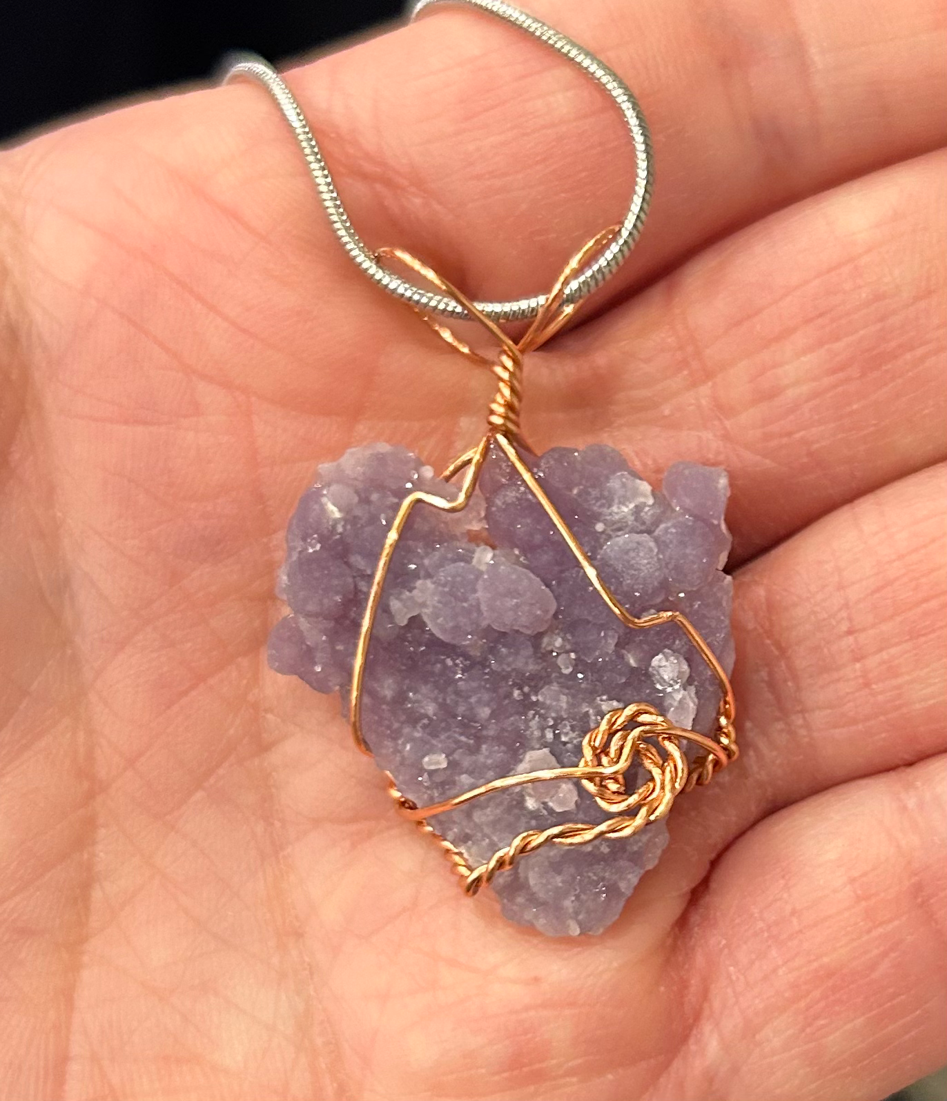 Raw Grape Agate Wire Wrapped Necklace