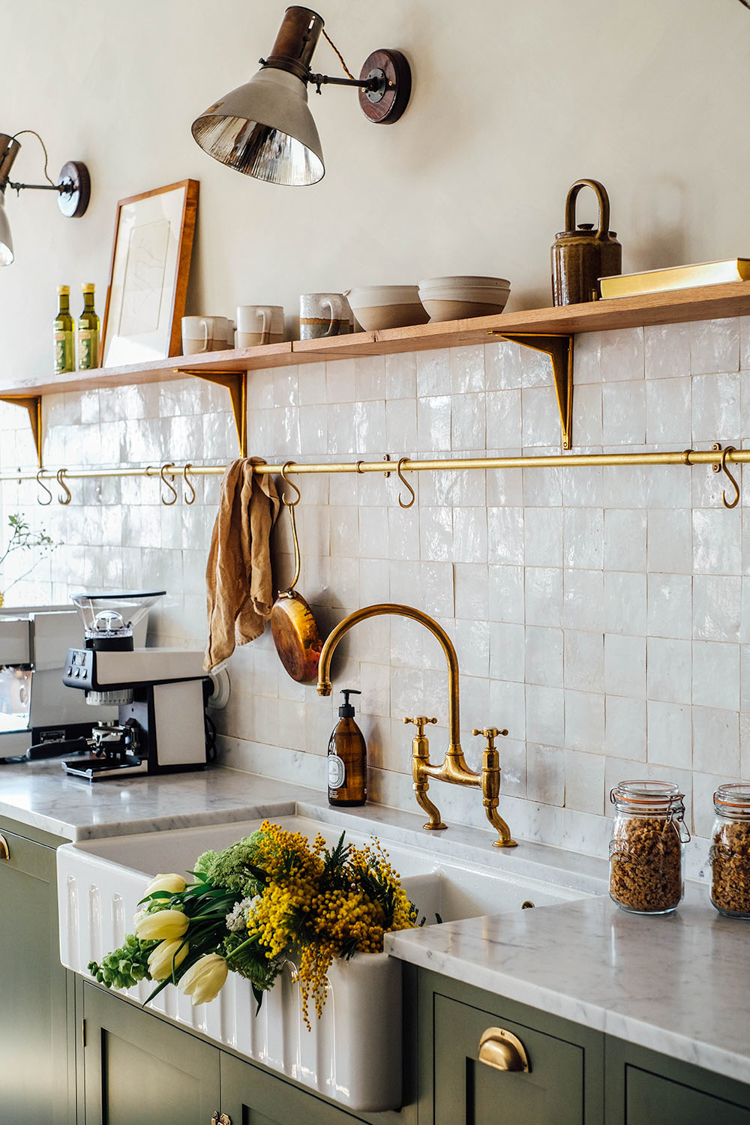 Beautiful Scandinavian kitchen with ribbed farmer's sink.