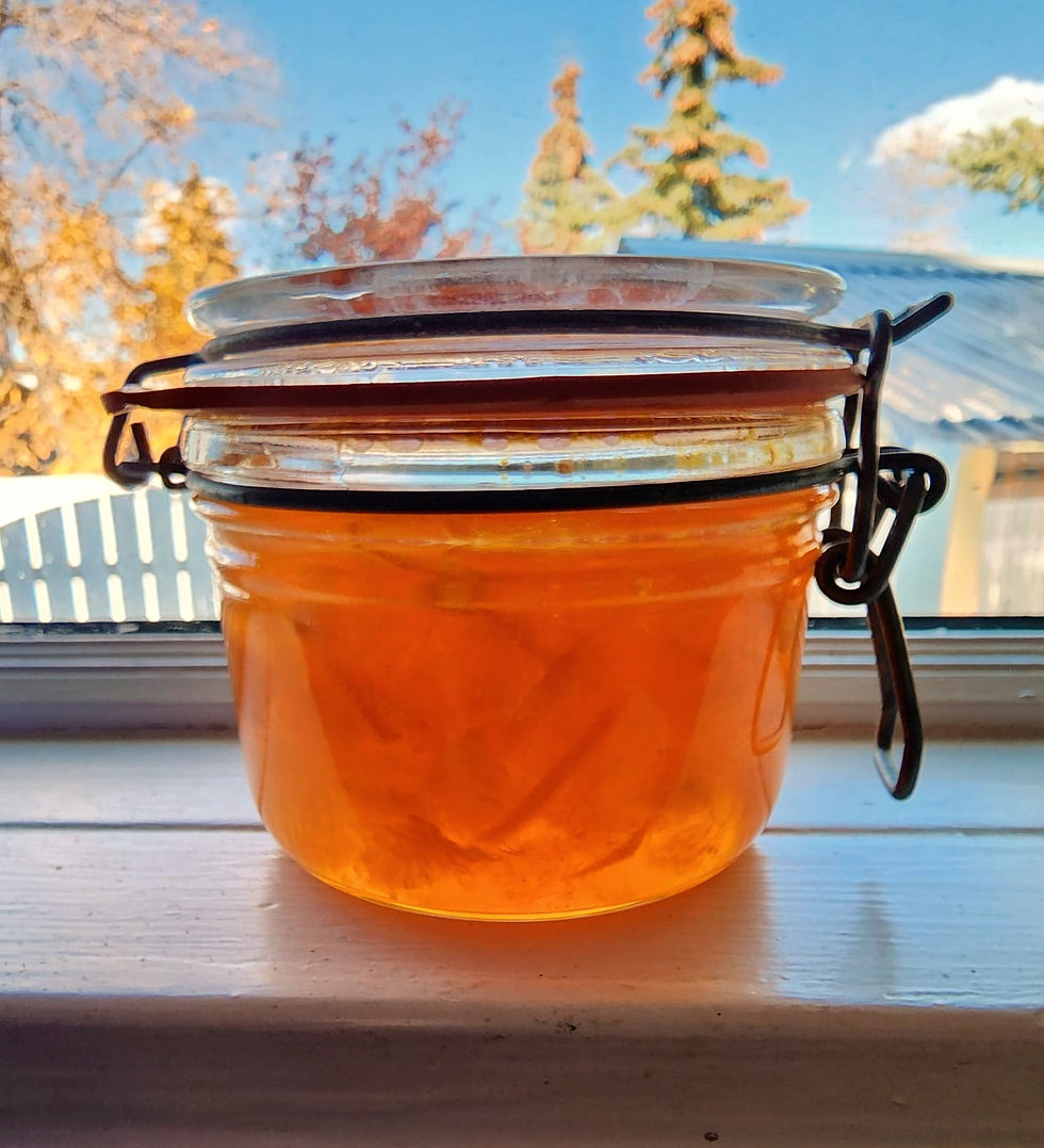 A jar of yummy orange marmalade.