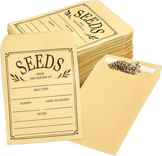 Pre-stamped seed saving envelopes.