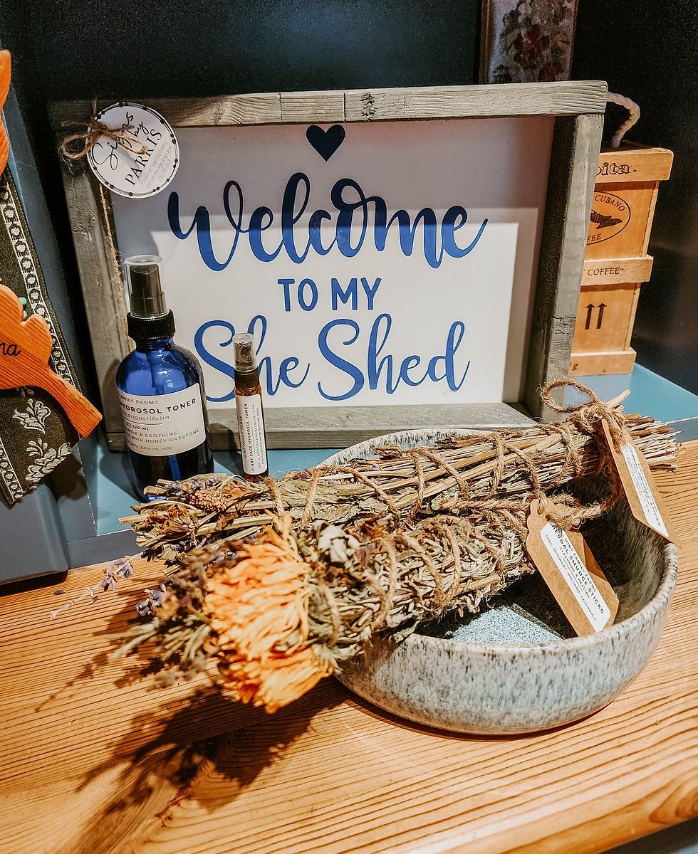 A couple of smudge sticks, and a she shed sign.