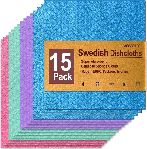 Assorted colours 15 pack of Swedish Dish Cloths.