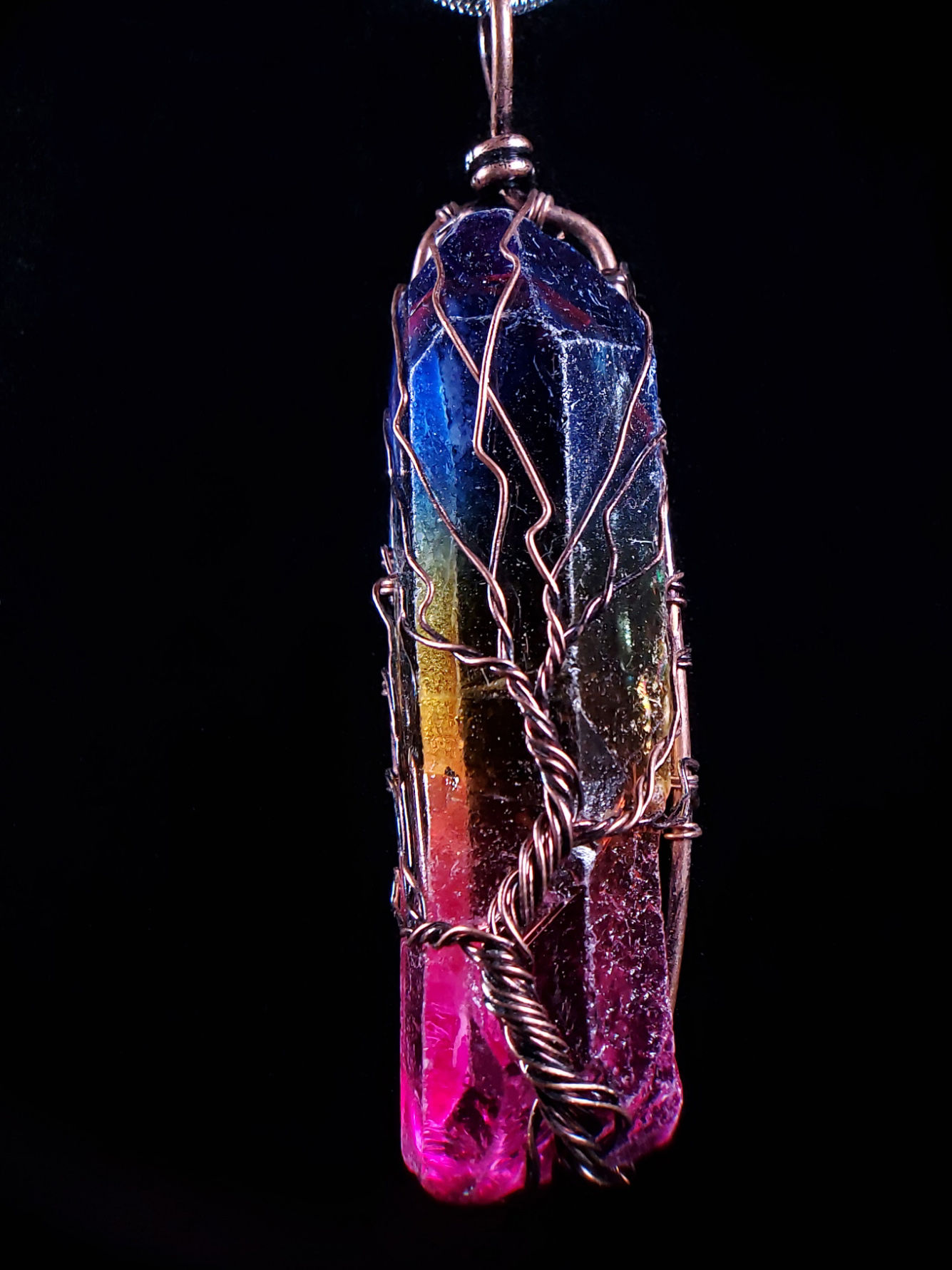 Rainbow Quartz Copper Wire Wrap Tree of Life