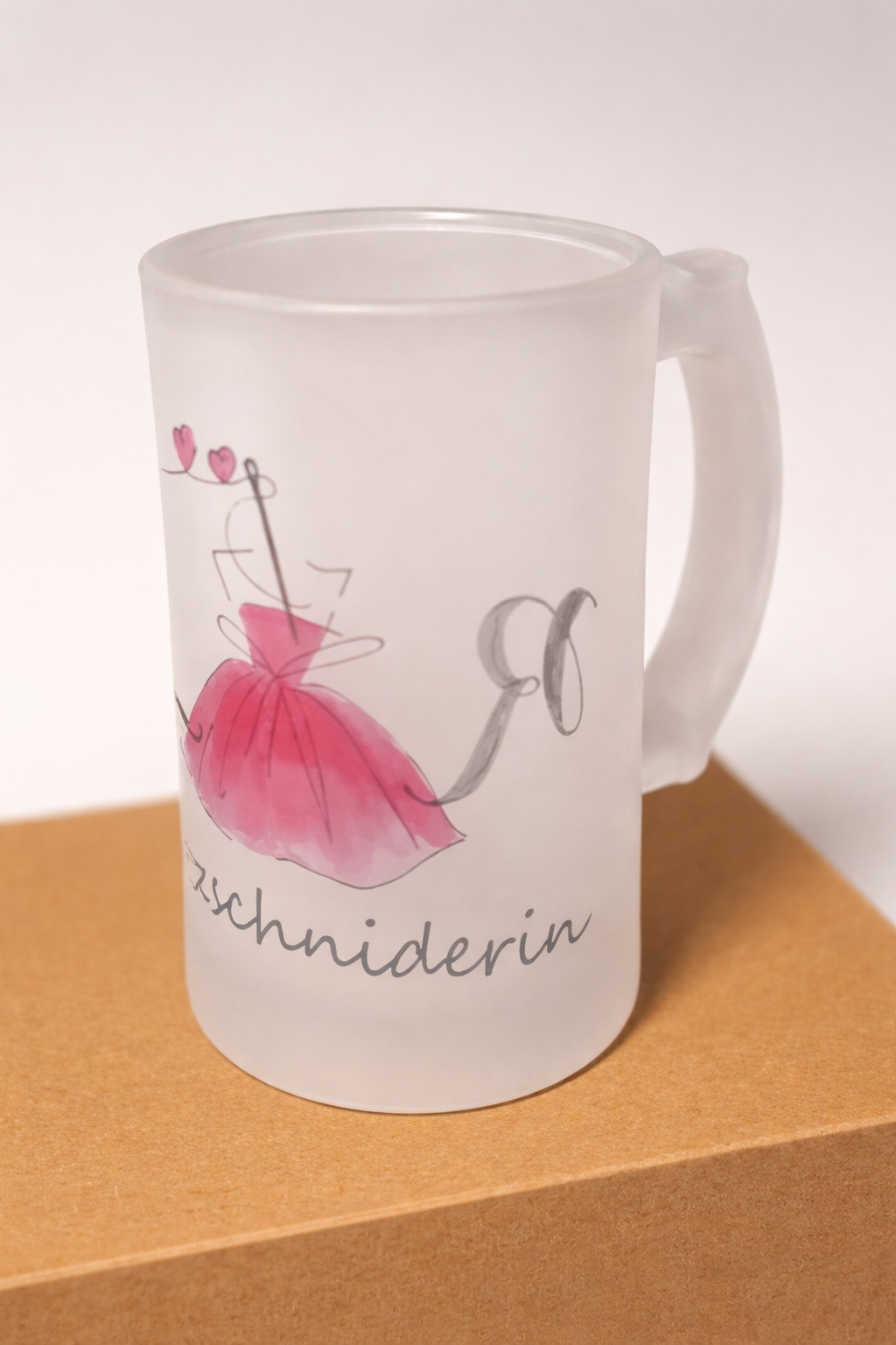 "Herzschniderin "Bierglas satiniert
