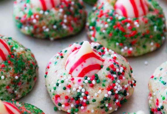 Candy Cane Kiss Cookies