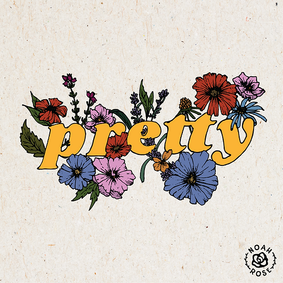 'Pretty' album cover. This design was hand drawn on paper by graphic designer Maya Quinn, later to be digitally scanned, retraced, and colored in. 