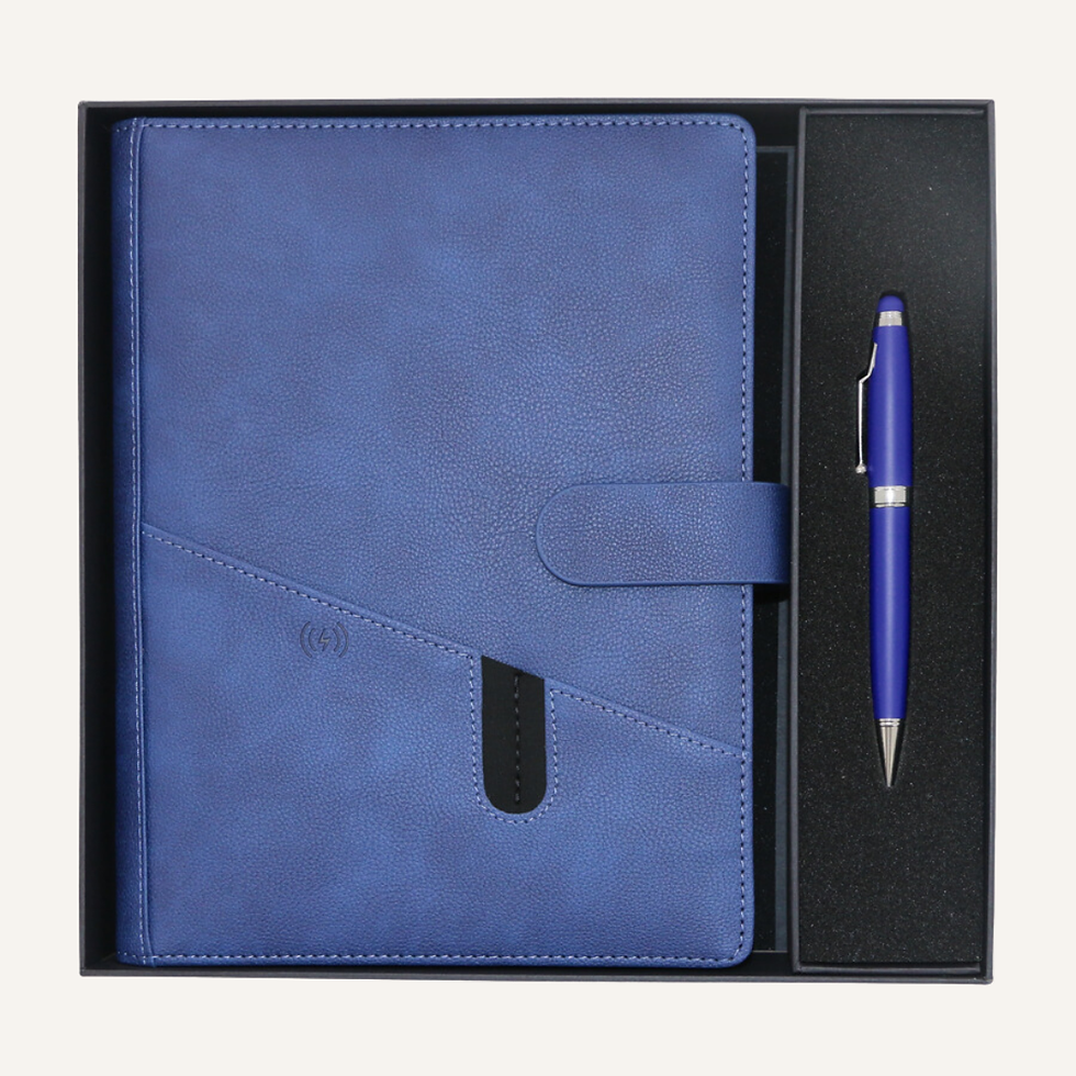 Miniature : Coffret Notebook avec Powerbank Sans Fil 8000 mAh en Similicuir