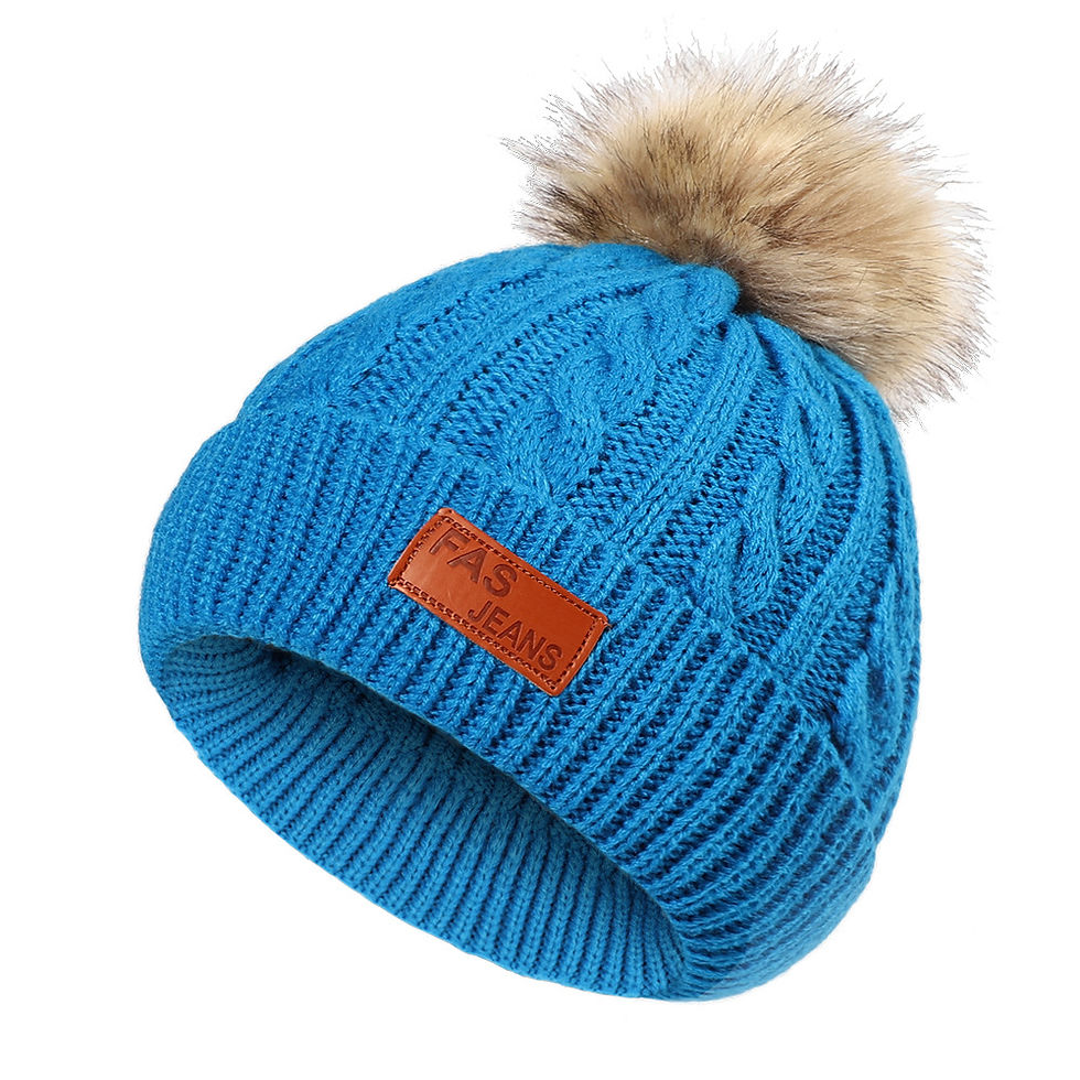 Miniature : Bonnet en tricot avec pompon personnalisé