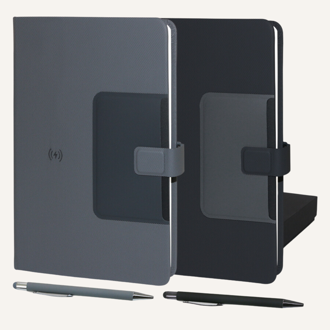 Coffret Cadeau Entreprise Notebook Design avec Chargeur Sans Fil & Accessoirs