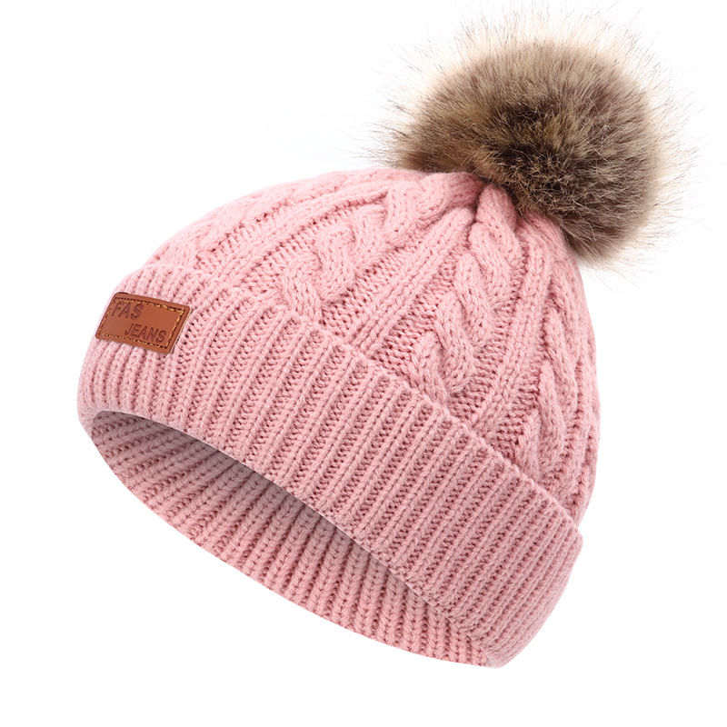 Miniature : Bonnet en tricot avec pompon personnalisé