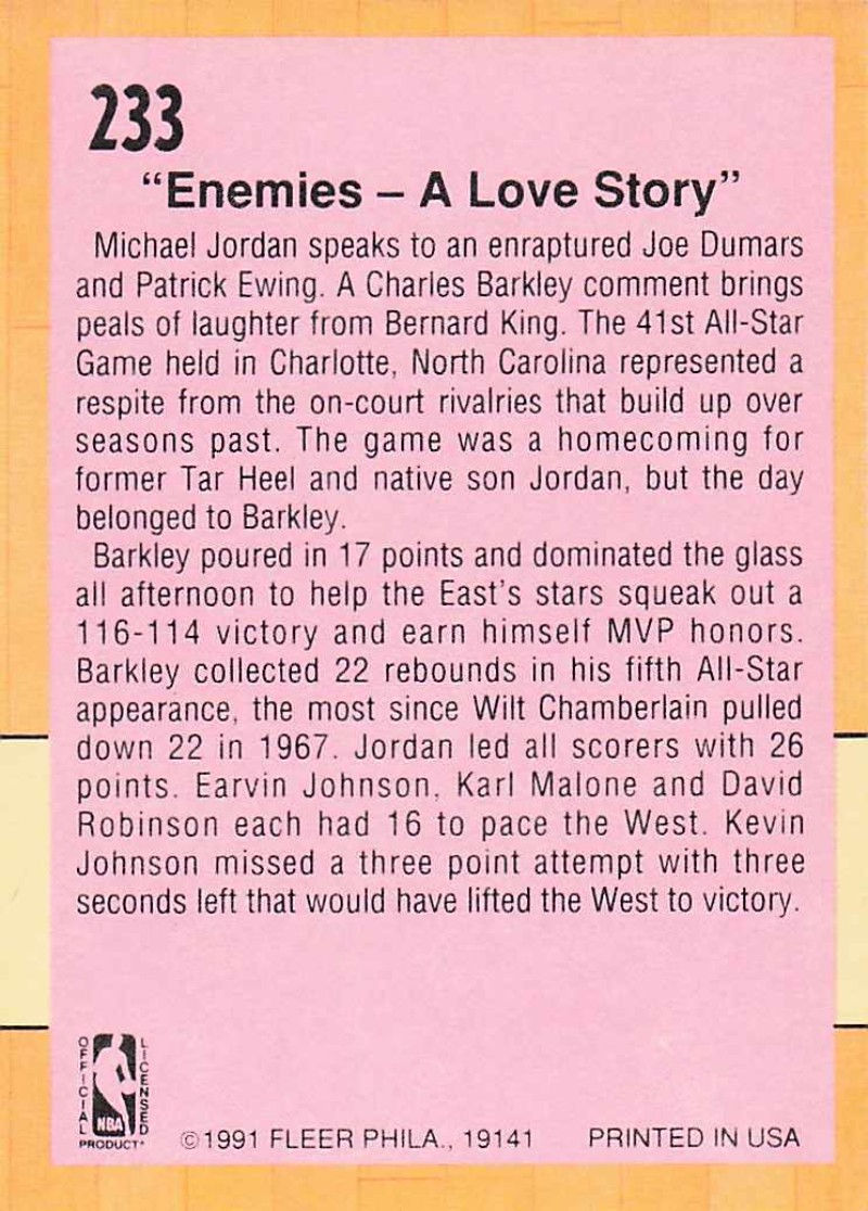 Thumbnail: 1991 Fleer 1991 Fleer All-Star Game #233 Jordan Barkley Common Basketball Card N