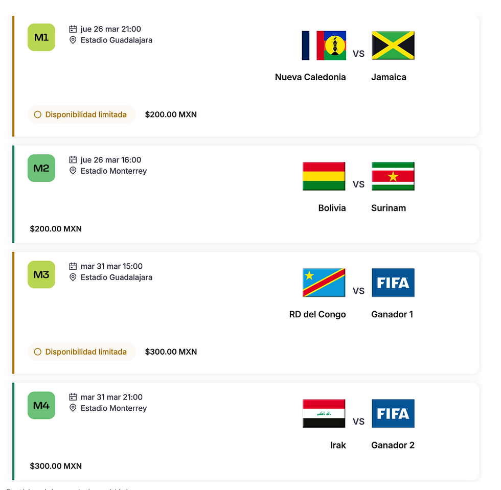 Como conseguir boletos para repechaje del Mundial 2026