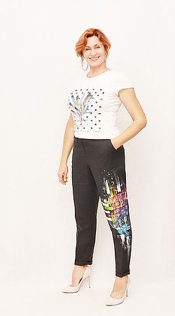 Брюки изо льна, ручная роспись