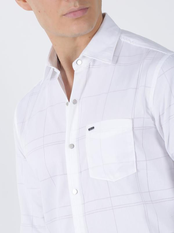 Thumbnail: WHITE SELF CHECKS SHIRT