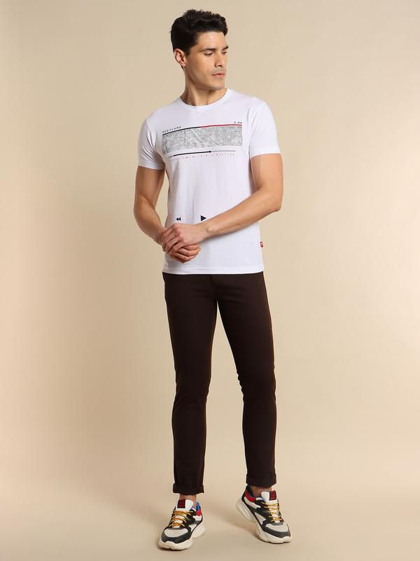 White Printed Stretch T-Shirt