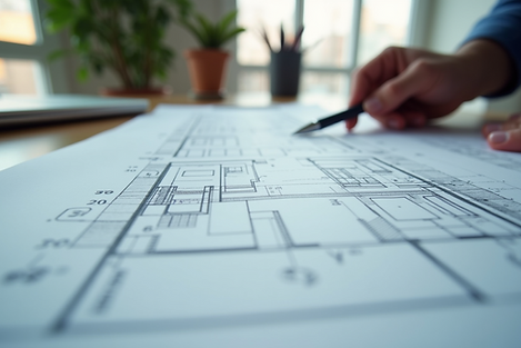 Contractor reviewing architecture plans