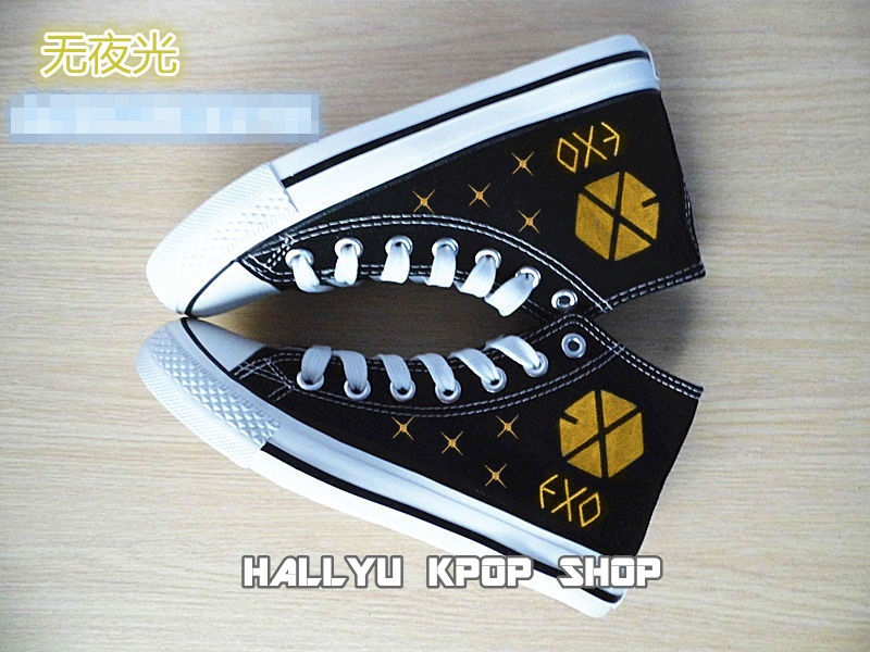 Thumbnail: EXO Black Special High Top Canvas Shoes